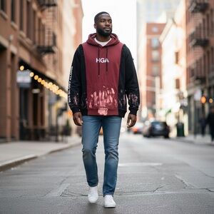 Native Supply HGA His Glory Alone Distressed Canvas Coloblock Hoodie